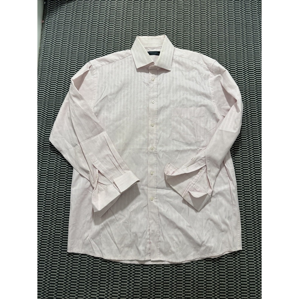 Christian Lacroix French cuff pink  Mens dress shirt size 44-45 all cotton